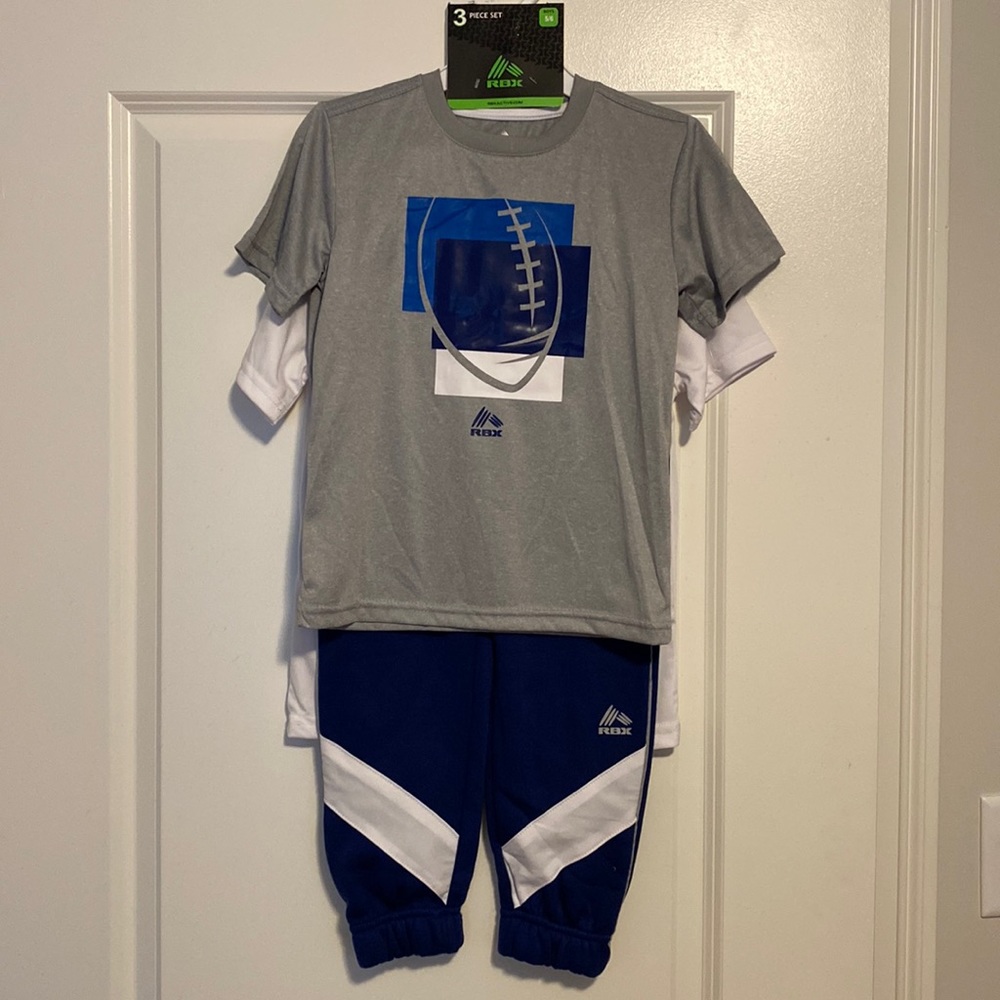 RBX Boys' Jogger Set - 3 Pieces - Short Sleeve T-Shirt and Fleece Sweatpants.